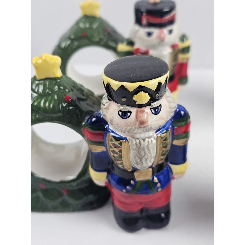 Block Spal Whimsy Christmas Holiday Nutcracker Napkin Rings Holders Set Of 4